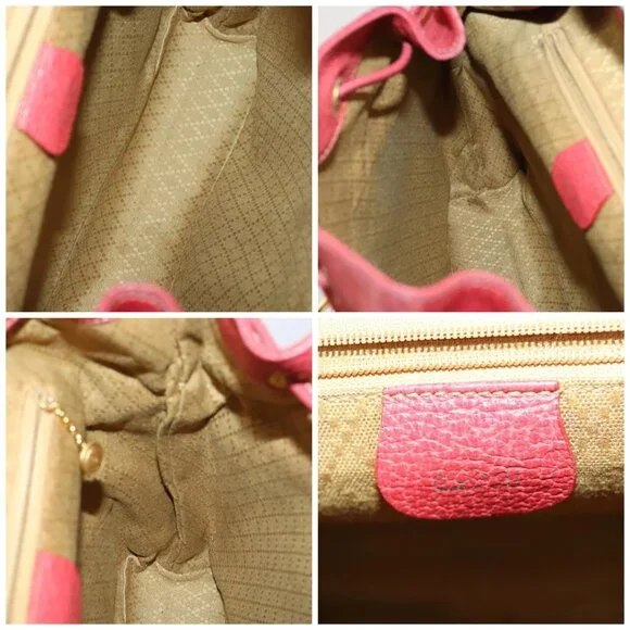 GUCCI Bamboo Backpack Suede Red Gold 003 2058 0016 Auth th6525